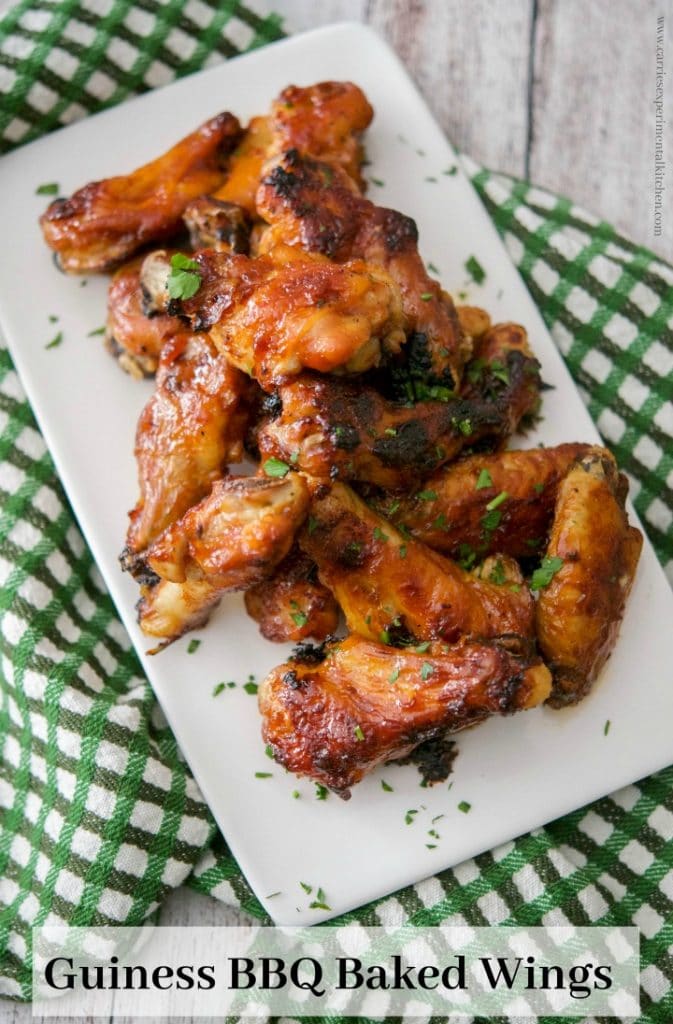 Guinness BBQ Baked Chicken Wings on a plate. 