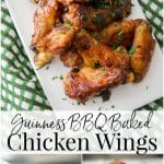 Guinness BBQ Baked Chicken Wings made with a Guinness stout BBQ sauce adds a ton of flavor to these healthier baked chicken wings. 