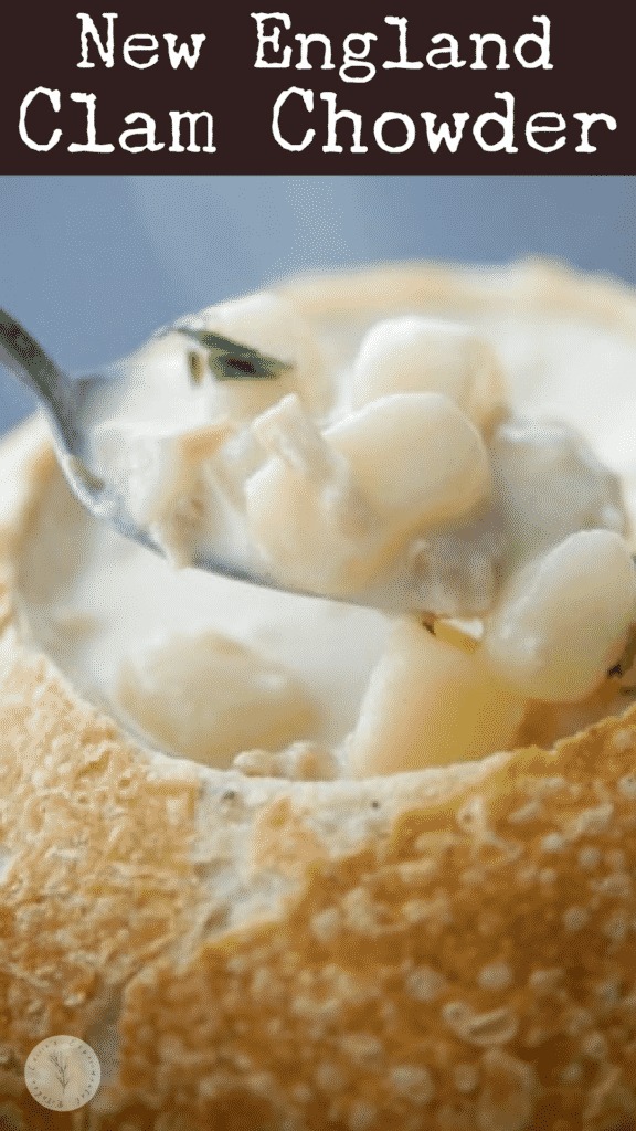 New England Clam Chowder in a bread bowl