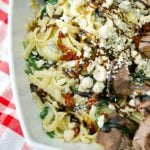 Make this popular Olive Garden recipe for Steak Gorgonzola Alfredo at home. Grilled steak over fettuccine alfredo tossed with fresh spinach and Gorgonzola cheese; then topped with sun dried tomatoes & balsamic drizzle.