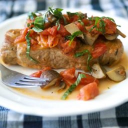 Braised Pork Chops with Tomatoes & Portobello Mushrooms