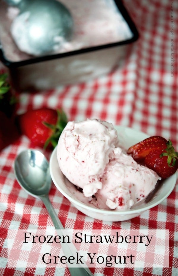 Make your own rich and creamy frozen yogurt with four simple ingredients at home including fresh strawberries and reduced fat plain Greek yogurt. 