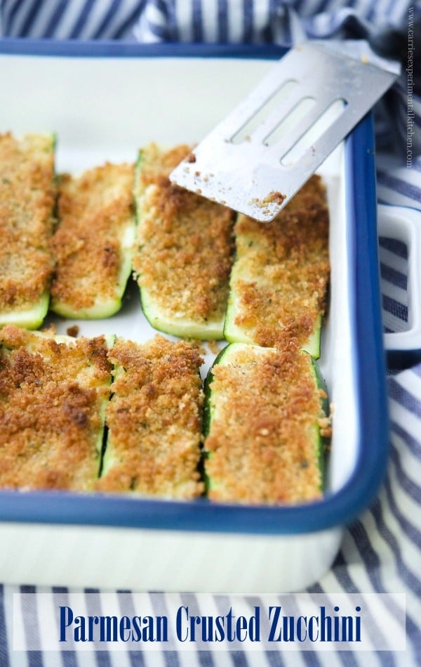 A tray of parmesan crusted zucchini