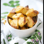 a bowl of roasted potatoes