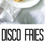 A collage photo of disco fries