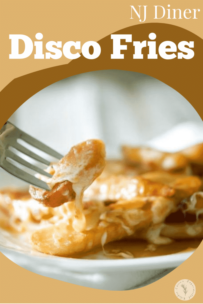 Steak cut french fries fried until golden brown; then topped with brown gravy and mozzarella cheese and baked until the cheese is melted and gooey.