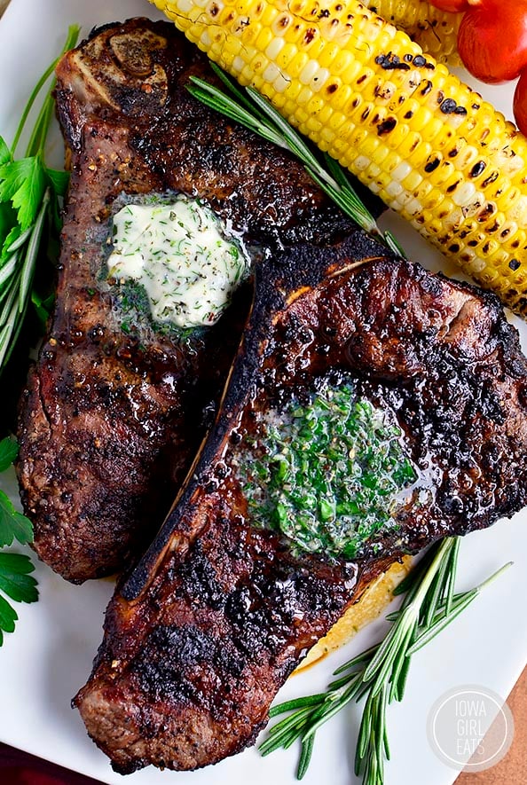 Perfect Grilled Steak with Herb Butter from Iowa Girl Eats