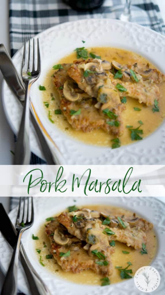 Pork Marsala made with thin, center cut pork loin in a mushroom, Marsala wine sauce is tasty and easy enough to make, you can enjoy during the week.