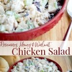 A bowl of rosemary, honey and walnut chicken salad