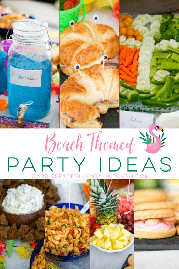 collage of beach themed recipes