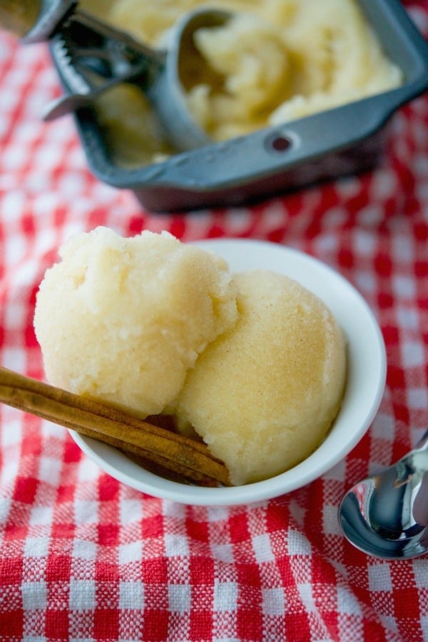 A close up of apple cider sorbet