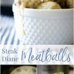 Steak Diane Meatballs made with lean ground beef in a brandy, Dijon mustard sauce. Make them on top of the stove or simmer them in your crock pot!