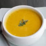 Carrot & Sage Soup made with diced carrots, fresh sage, vegetable broth and milk is super creamy and makes a delicious Fall soup.