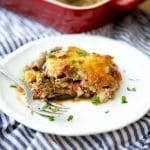 Moussaka on a plate.