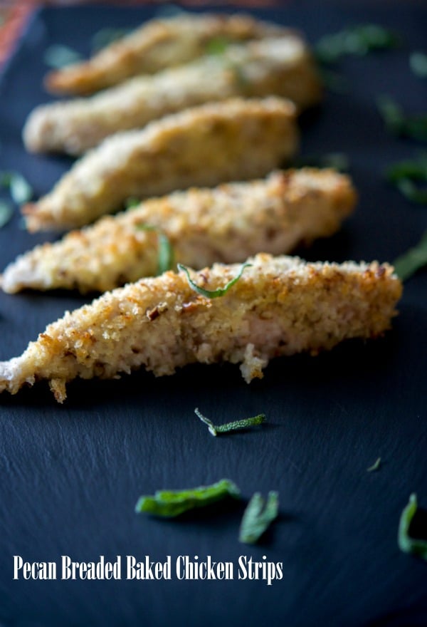 Boneless chicken breast tenderloins dipped in a maple syrup egg wash; then coated with chopped pecans and Panko breadcrumbs.