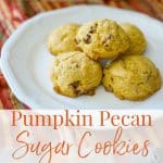 A plate of Pumpkin Pecan Sugar Cookies close up 