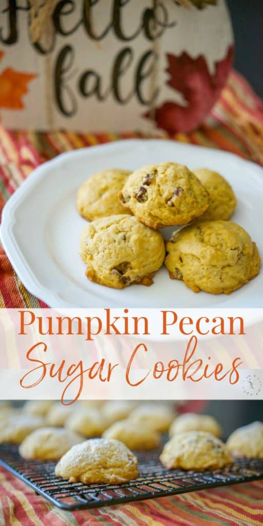 A plate of Pumpkin Pecan Sugar Cookies close up 