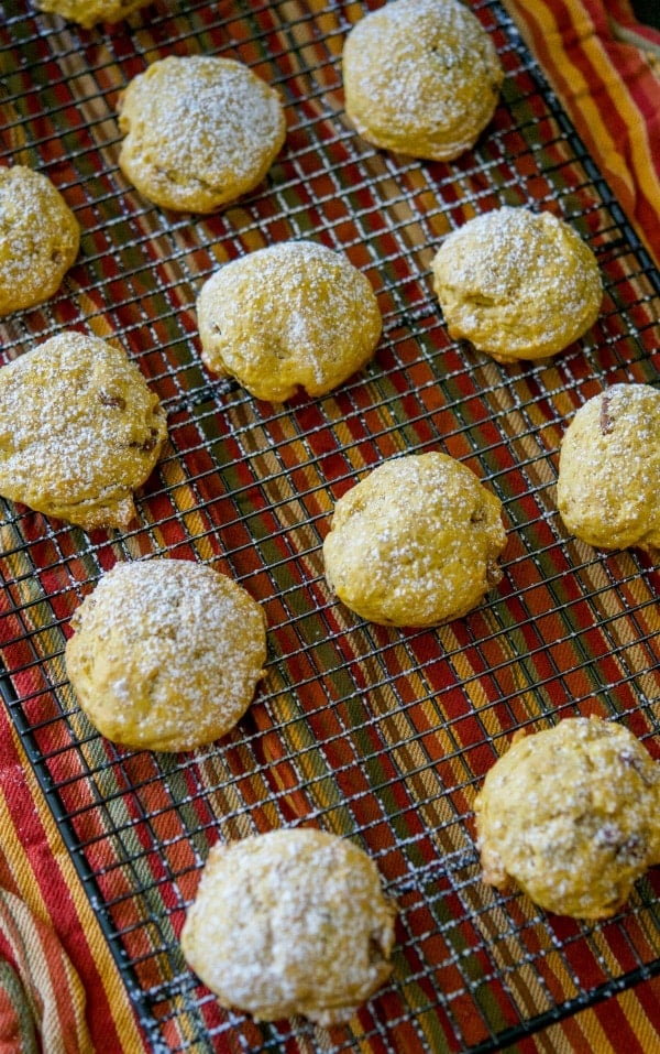 Pumpkin Pecan Sugar Cookies on a rack