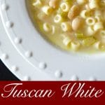 Tuscan White Bean Soup is a hearty, delicious Italian soup made with simple ingredients like celery, cannellini beans, Ditalini pasta and chicken broth. 