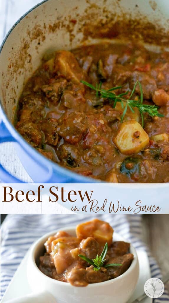 Beef stew made with zucchini, garlic, onions, fire roasted tomatoes, fresh rosemary, horseradish and red wine is unbelievably delicious. 