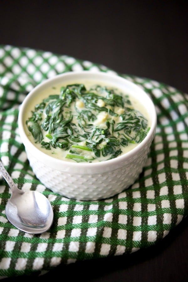 Enjoy The Capital Grille's Creamed Spinach at home made with baby spinach; then tossed with garlic and nutmeg in a creamy Pecorino Romano cheese sauce. 