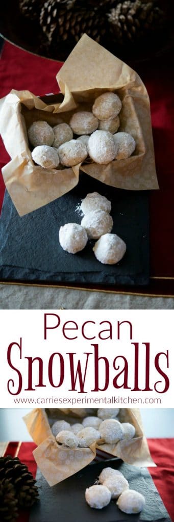 A collage of Pecan Snowballs. 