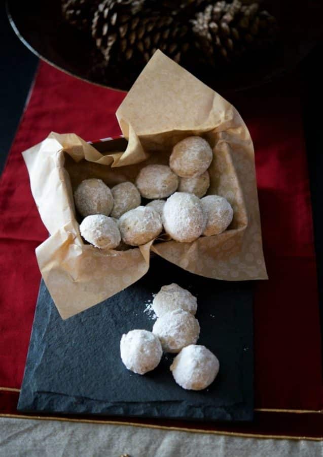 Pecan Snowballs are a rich, buttery pecan cookie rolled in confectioners sugar and make a delicious addition to your holiday cookie platters.