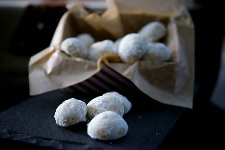 A close up of Pecan Snowballs