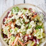 Outback Steakhouse Copycat Bleu Cheese Pecan Chopped Salad made with mixed greens & cinnamon pecans tossed in a Bleu cheese vinaigrette.