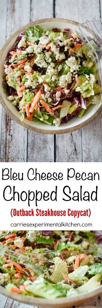 Outback Steakhouse\'s Bleu Cheese Pecan Chopped Salad collage photo.