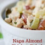 Panera Bread copycat recipe for Napa Almond Chicken Salad made with chicken, almonds & grapes in a honey lemon herb mayonnaise.