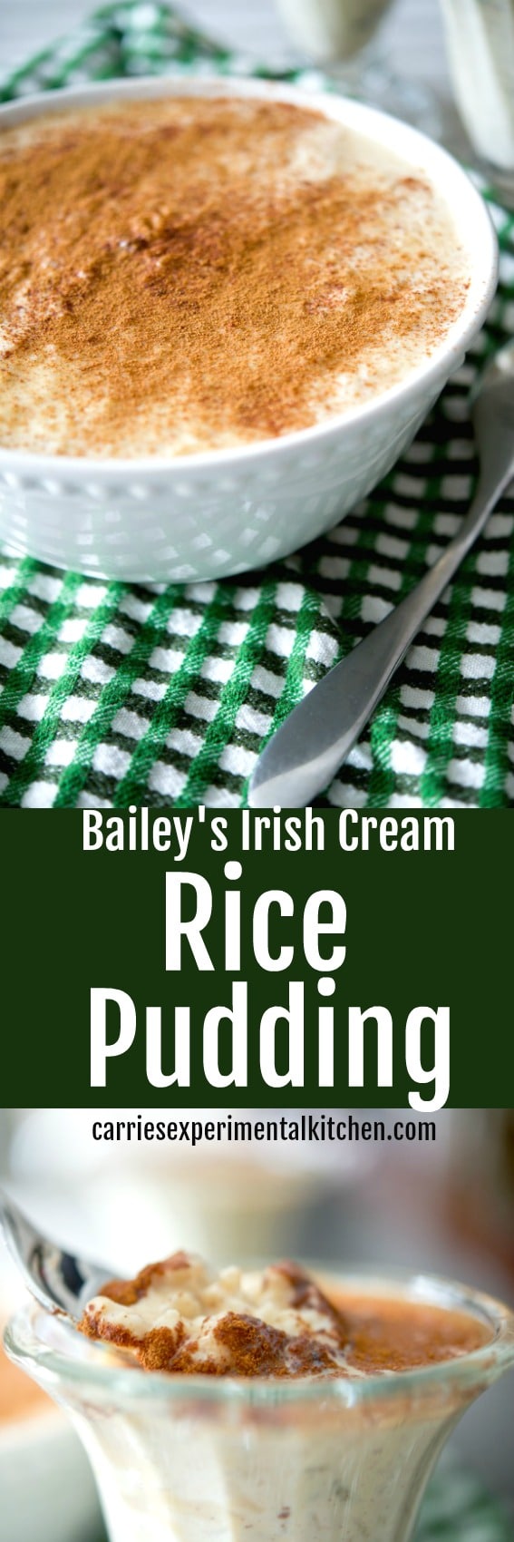 Bailey's Irish Cream Rice Pudding has a deliciously creamy, nutty flavor and makes a tasty dessert the entire family will love. #dessert #pudding #rice #sweets #irish