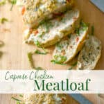 Caprese Chicken Meatloaf made with ground chicken, Mozzarella, basil, plum tomatoes and gluten free breadcrumbs makes a healthy weeknight dinner.