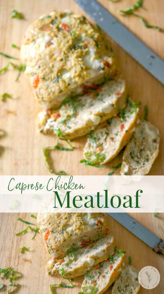 Caprese Chicken Meatloaf made with ground chicken, Mozzarella, basil, plum tomatoes and gluten free breadcrumbs makes a healthy weeknight dinner. 