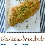 Italian Breaded Pork Chops on a white plate collage. 