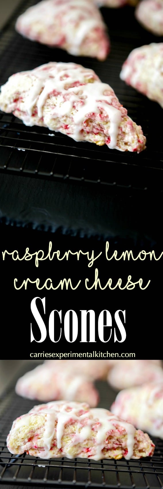 Raspberry Lemon Cream Cheese Scones made with fresh raspberries, lemon zest and cream cheese; then topped with a lemony sugar glaze are deliciously moist. #scones #raspberries #lemon #breakfast #dessert