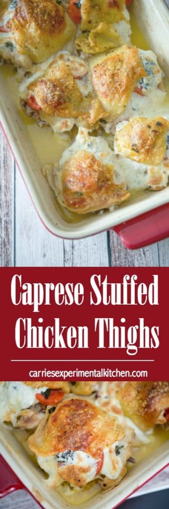 Caprese Stuffed Chicken Thighs collage 