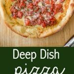 Deep Dish Pizza is a simple weeknight meal made with fire roasted tomatoes, Italian seasoning and a blend of shredded cheeses. 