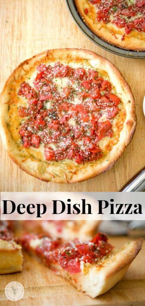 Deep Dish Pizza collage photo.