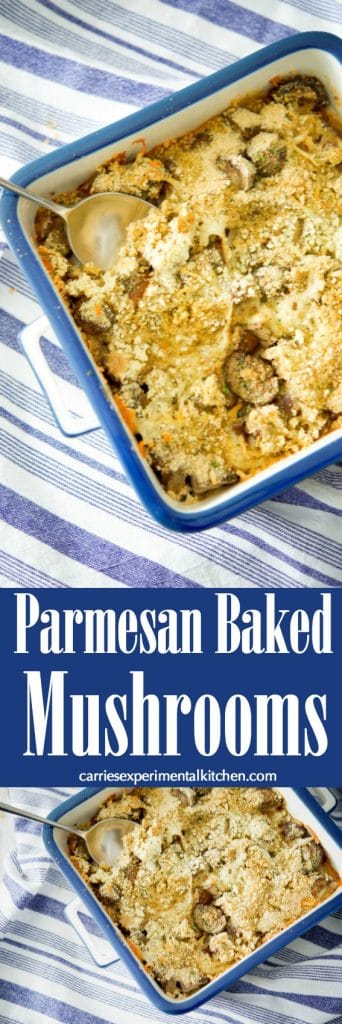 Parmesan Baked Mushrooms collage. 