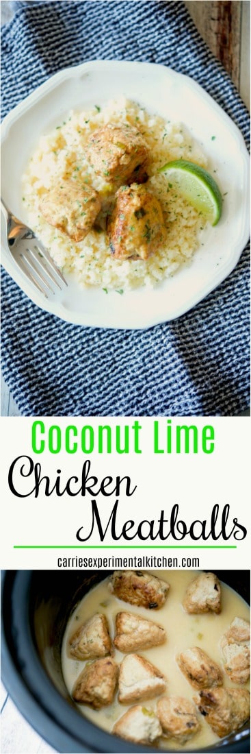 Coconut Lime Chicken Meatballs made with ground chicken, fresh limes and coconut milk are deliciously flavorful, gluten free and Whole30 approved. #chicken #groundchicken #glutenfree #whole30 #chickenrecipes #dairyfree #chickendinner #meatballs #coconut #lime #coconutmilk