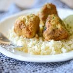 Coconut Lime Chicken Meatballs over Cauliflower Rice