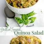 Quinoa Salad with yellow and green squash in a sweet and tangy aged balsamic vinaigrette.