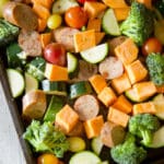 Are you looking for a low carb, easy to prepare weeknight meal? This Italian Style Chicken Sausage & Vegetables made on one sheet pan it it!