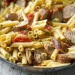 Pasta with Sun Dried Tomato Basil Cream Sauce