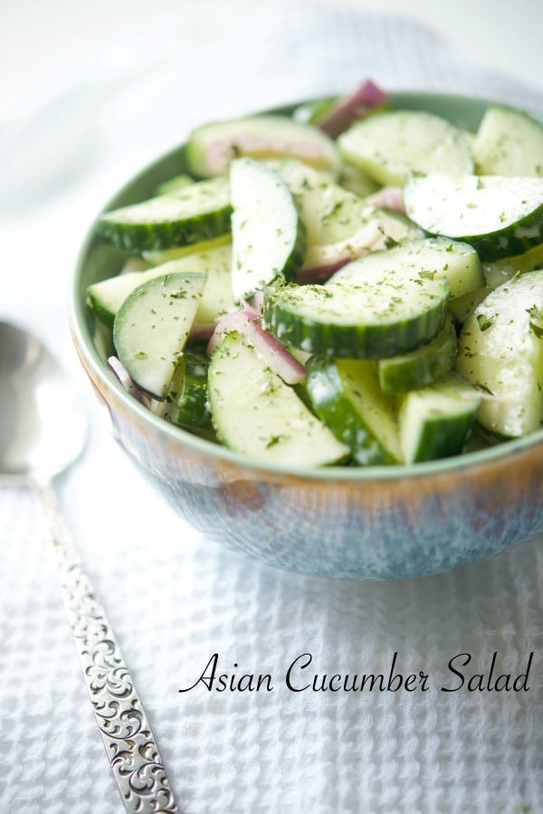 Asian Cucumber Salad in a bowl.