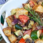 a bowl of bread and vegetables