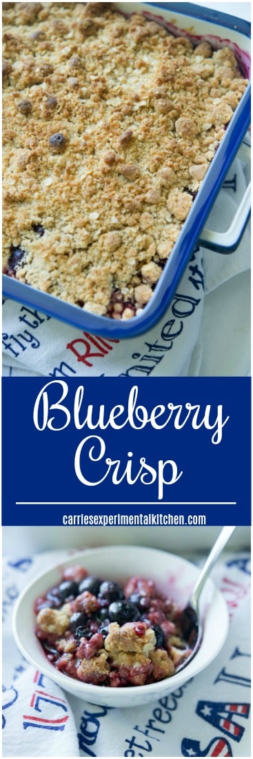 Blueberry Crisp made with fresh blueberries, honey, lemon and vanilla extract; then topped with a buttery brown sugar, oat topping is delicious and so simple to make. #blueberries #dessert