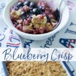 Blueberry Crisp made with fresh blueberries, honey, lemon and vanilla extract; then topped with a buttery brown sugar, oat topping is delicious.