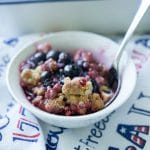 Blueberry Crisp made with fresh blueberries, honey, lemon and vanilla extract; then topped with a buttery brown sugar, oat topping is delicious and so simple to make.